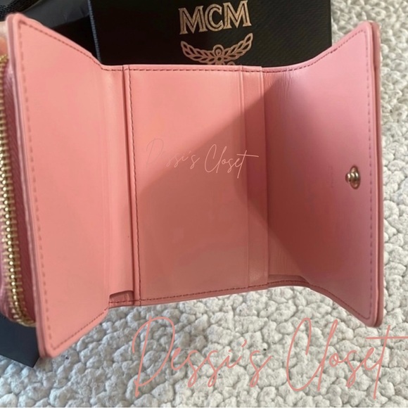 MCM Blossom Pink Small Aren Trifold Wallet - Picture 3 of 7